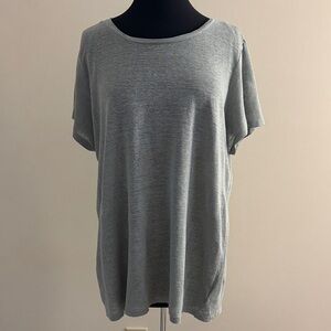 Tahari Light Green Short Sleeve Linen Button Back Top EUC Size 1X